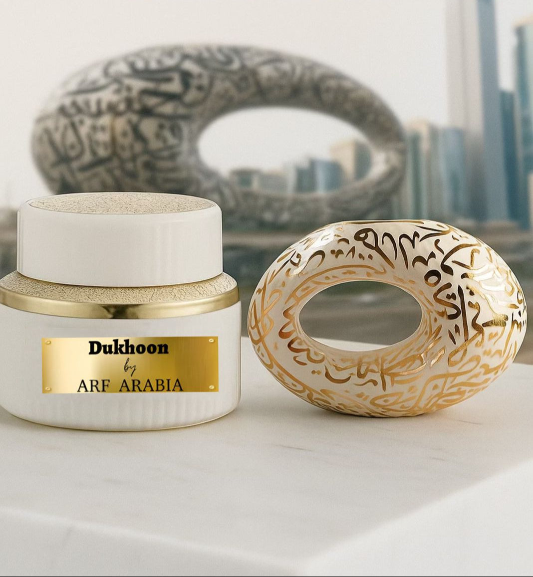 Signature Set – Taibah Dukhoon by Arf Arabia + White Bakhoor Burner